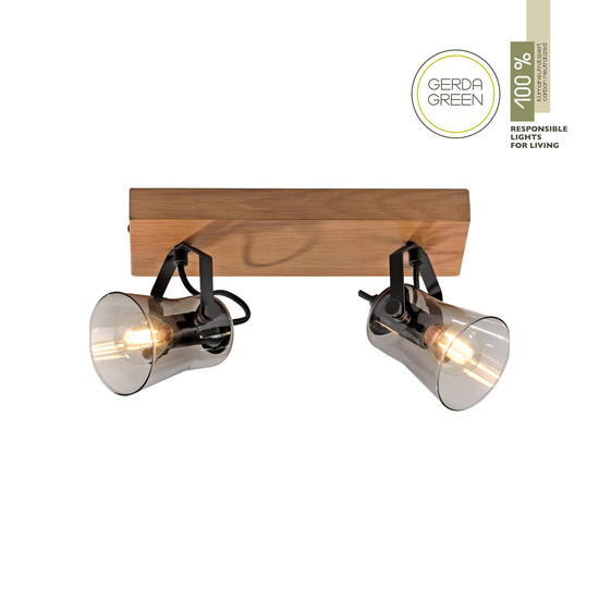 JUST LIGHT GERDA LANGSTRÖM Deckenleuchte E14 max. 20W 2-fach Holz-natur 11448-79