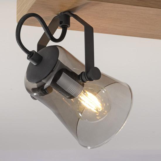 JUST LIGHT GERDA LANGSTRÖM Deckenleuchte E14 max. 20W 2-fach Holz-natur 11448-79