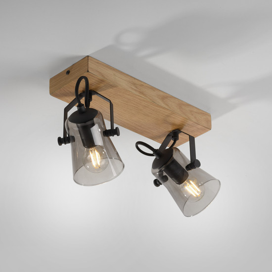 JUST LIGHT GERDA LANGSTRÖM Deckenleuchte E14 max. 20W 2-fach Holz-natur 11448-79