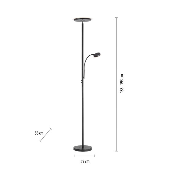 JUST LIGHT HANS LED Stehleuchte Warmweiss Dimmbar 25,5W 2-fach schwarz 11709-18