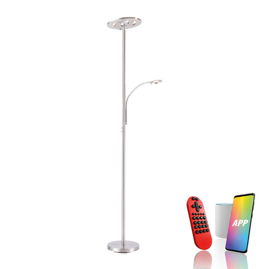 JUST LIGHT LOLAsmart-ROCCO LED Stehleuchte CCT Dimmbar 25,5W 2-fach stahl 11858-55