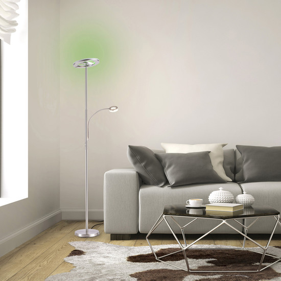 JUST LIGHT LOLAsmart-ROCCO LED Stehleuchte CCT Dimmbar 25,5W 2-fach stahl 11858-55