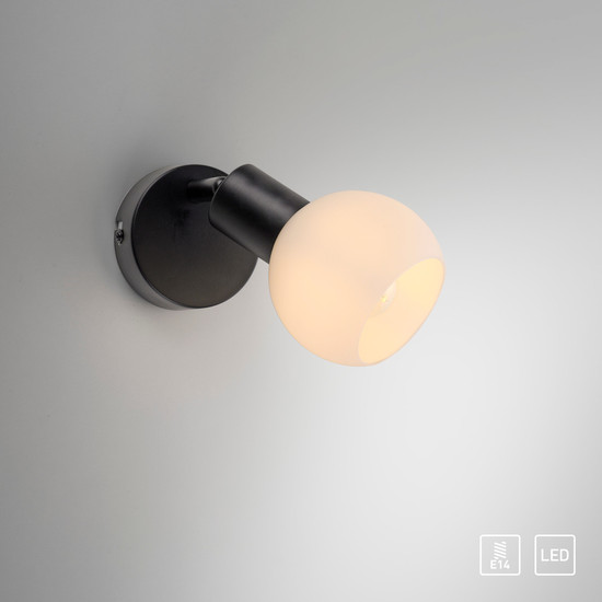 JUST LIGHT LOKI Wand- und Deckenleuchte E14 Warmweiss max.5W schwarz 12150-18