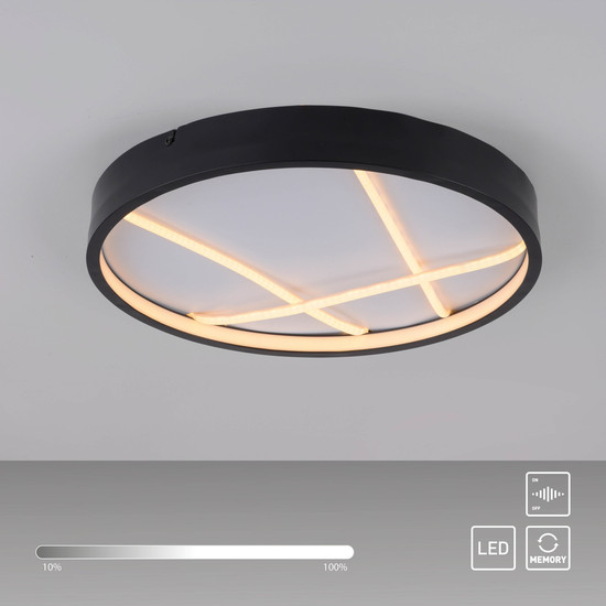 JUST LIGHT MIKADO LED Deckenleuchte Warmweiss Dimmbar 33W schwarz 14091-18
