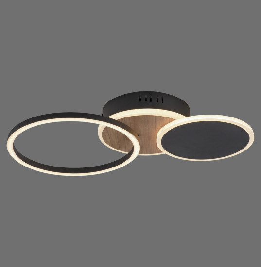 JUST LIGHT SEVENT LED Deckenleuchte Warmweiss 25,5W Holzdekor 14116-78