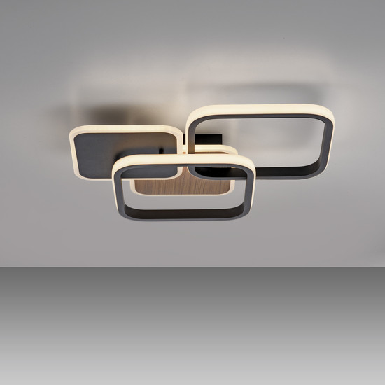 JUST LIGHT SEVENT LED Deckenleuchte Warmweiss 36W Holzdekor 14117-78