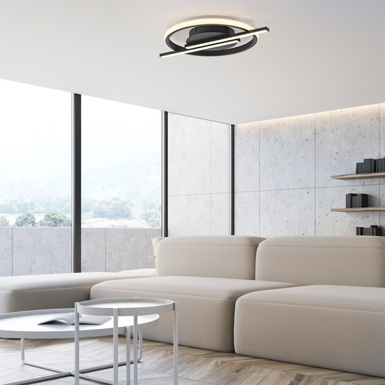 JUST LIGHT KORSA LED Deckenleuchte Warmweiss Dimmbar 17,5W schwarz 14130-18