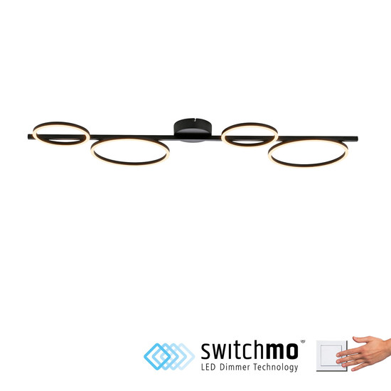 JUST LIGHT MINI RITUS LED Deckenleuchte Warmweiss Dimmbar 36W schwarz 14211-18