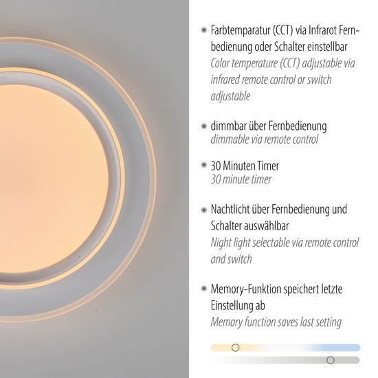 JUST LIGHT LAGO LED Deckenleuchte CCT Dimmbar 20W weiss 14296-16