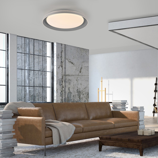 JUST LIGHT SATI LED Deckenleuchte Warmweiss Dimmbar 19,5W grau 14368-15