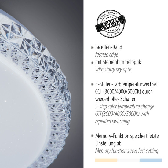 JUST LIGHT FRIDA LED Deckenleuchte CCT 9,3W transparent 14370-00