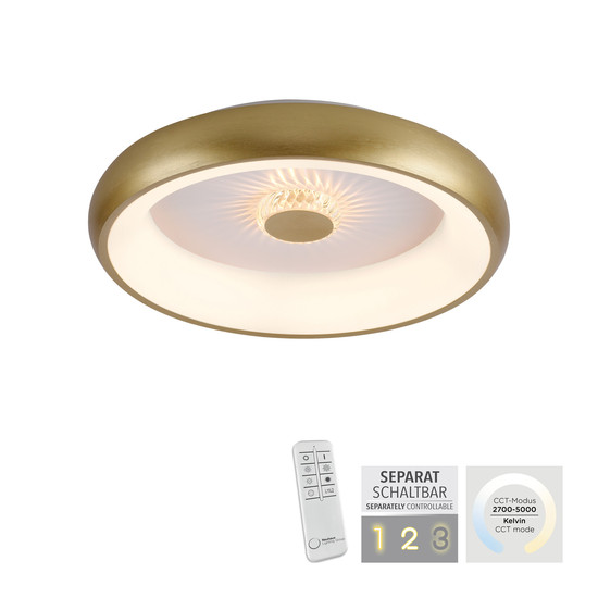 JUST LIGHT VERTIGO LED Deckenleuchte CCT Dimmbar 29W messingmatt 14384-60