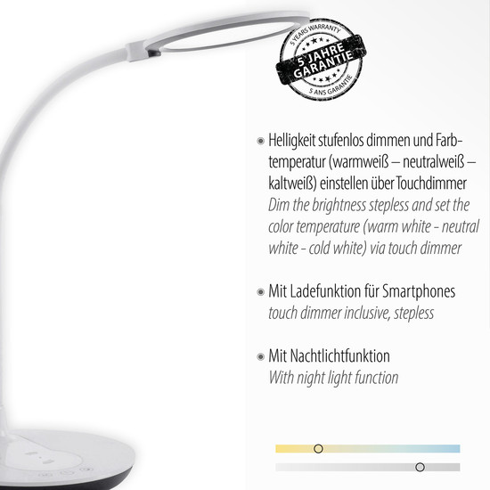 JUST LIGHT ASTRID LED Tischleuchte CCT Dimmbar 5W weiss 14416-16