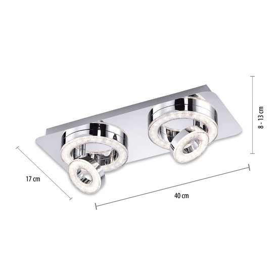 JUST LIGHT TIM LED Deckenleuchte Warmweiss 10W chrom 14521-17