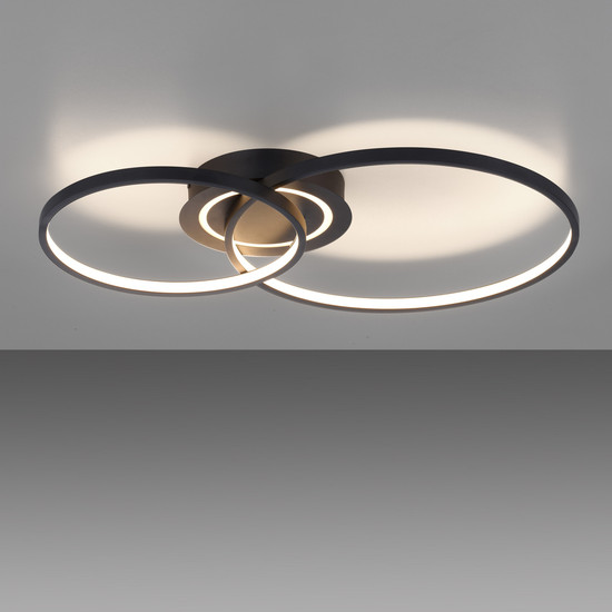 JUST LIGHT ASMINA LED Deckenleuchte Warmweiss 27,6W 2-fach schwarz 14540-18