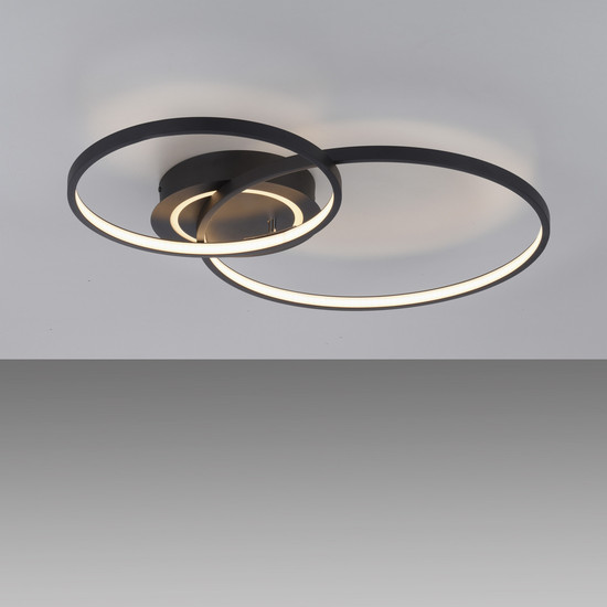 JUST LIGHT ASMINA LED Deckenleuchte Warmweiss 27,6W 2-fach schwarz 14540-18