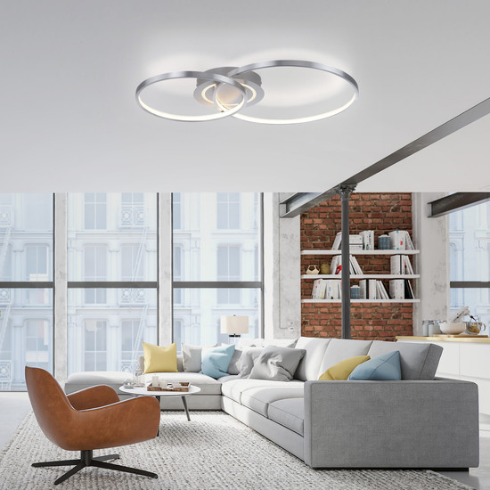 JUST LIGHT ASMINA LED Deckenleuchte Warmweiss 27,6W 2-fach aluminium 14540-95