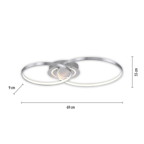 JUST LIGHT ASMINA LED Deckenleuchte Warmweiss 27,6W 2-fach aluminium 14540-95