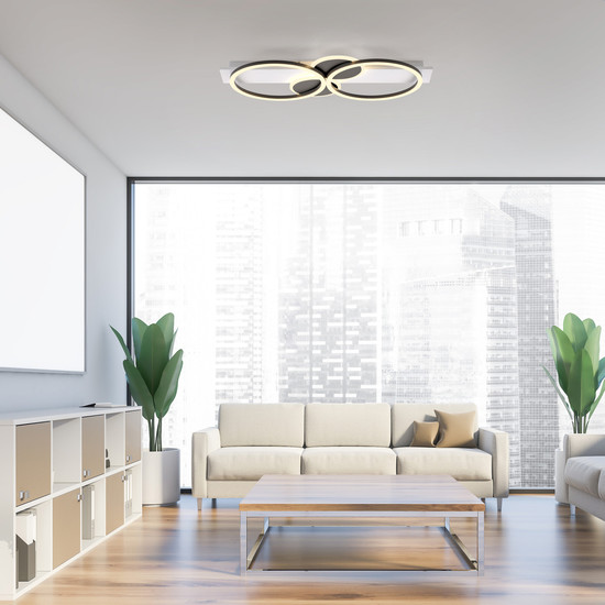 JUST LIGHT TROOPER LED Deckenleuchte Warmweiss 39W 2-fach weiss 14552-16