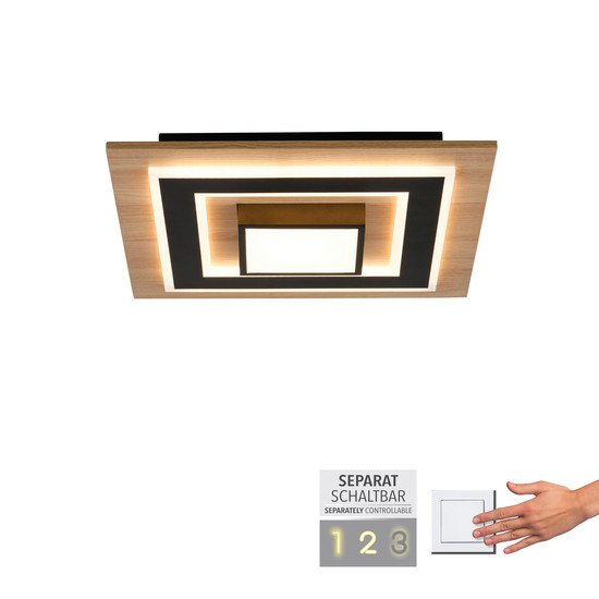 JUST LIGHT TOLA LED Deckenleuchte Warmweiss 26W 2-fach schwarz 14563-18