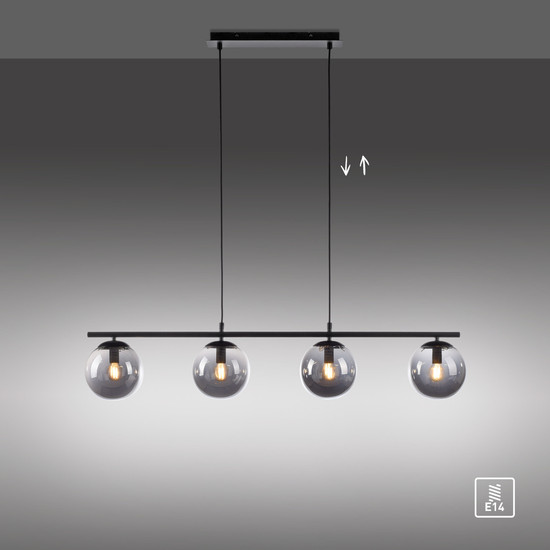 JUST LIGHT BIG WIDOW Pendelleuchte E14 max. 25W 4-fach schwarz 14604-18