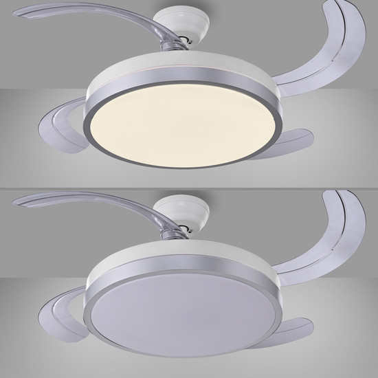 JUST LIGHT KOPTA LED Deckenleuchte mit Ventilator CCT Dimmbar 27W silber 14625-21