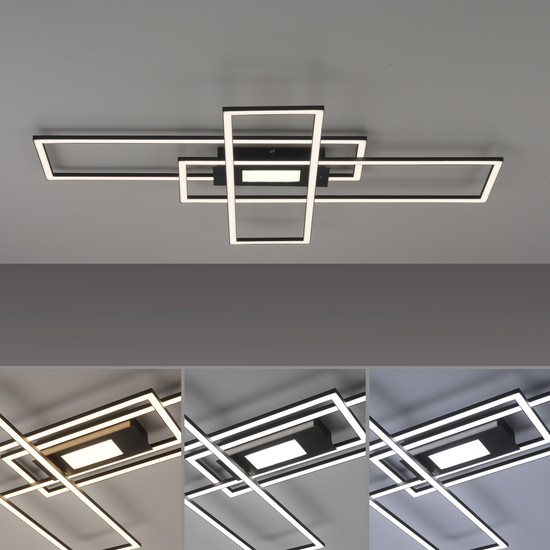 JUST LIGHT ASMIN LED Deckenleuchte CCT Dimmbar 45W schwarz 14693-18