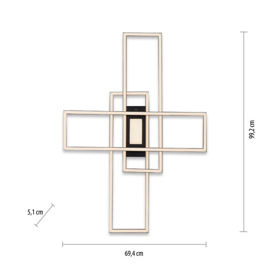 JUST LIGHT ASMIN LED Deckenleuchte CCT Dimmbar 45W schwarz 14693-18