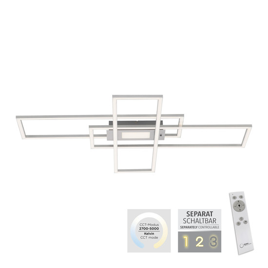 JUST LIGHT ASMIN LED Deckenleuchte CCT Dimmbar 45W stahl 14693-55