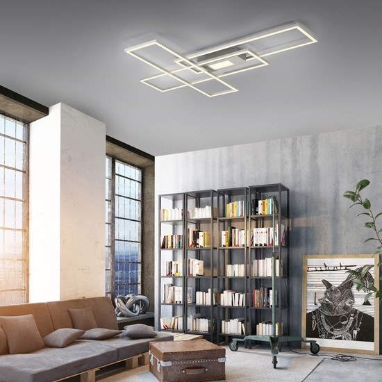 JUST LIGHT ASMIN LED Deckenleuchte CCT Dimmbar 45W stahl 14693-55