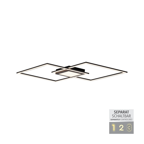 JUST LIGHT ASMIN LED Deckenleuchte Warmweiss 45W schwarz 14695-18