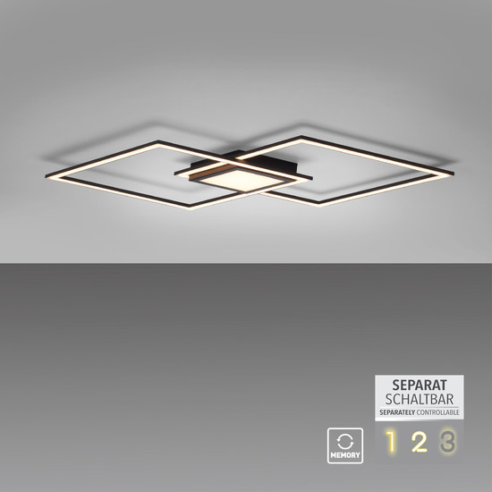 JUST LIGHT ASMIN LED Deckenleuchte Warmweiss 45W schwarz 14695-18