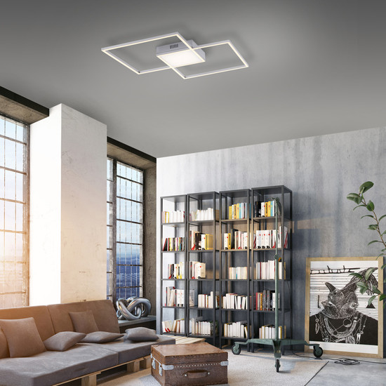 JUST LIGHT ASMIN LED Deckenleuchte CCT Dimmbar 26,5W 3-fach stahl 14712-55