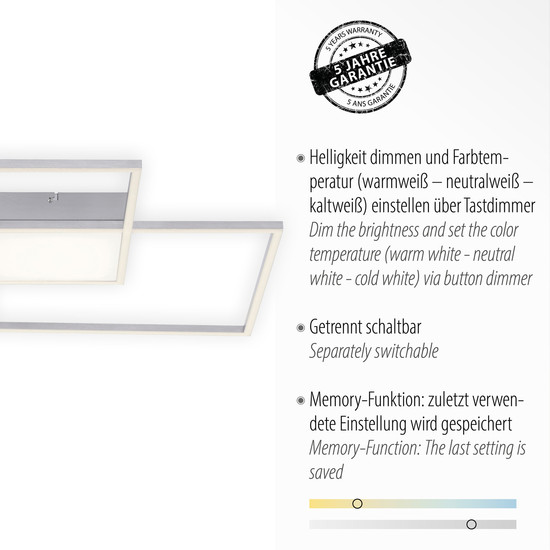 JUST LIGHT ASMIN LED Deckenleuchte CCT Dimmbar 26,5W 3-fach stahl 14712-55