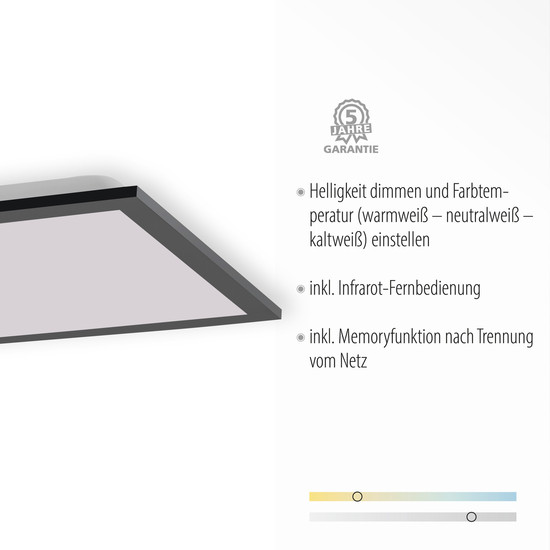 JUST LIGHT FLAT LED Deckenleuchte CCT Dimmbar 36W schwarz 14757-18