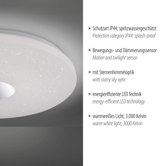 JUST LIGHT LAVINIA LED Deckenleuchte Warmweiss 40W chrom IP44 14822-17