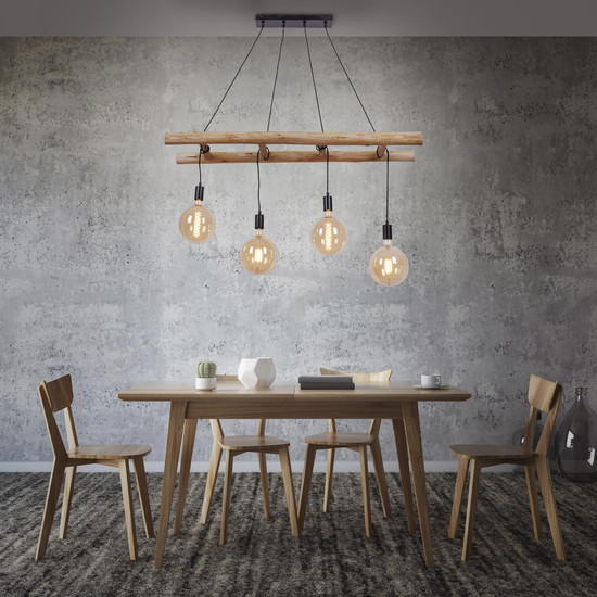 JUST LIGHT EDGAR Pendelleuchte E27 max. 60W 4-fach schwarz 15025-18