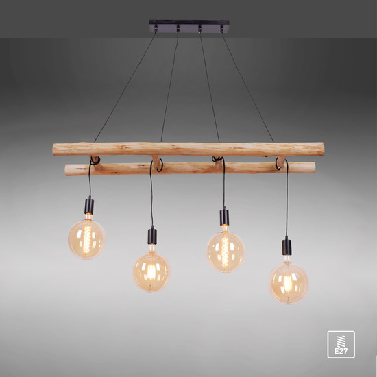 JUST LIGHT EDGAR Pendelleuchte E27 max. 60W 4-fach schwarz 15025-18