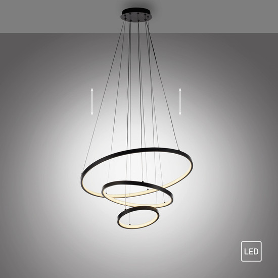 JUST LIGHT CERCHI LED Pendelleuchte Warmweiss 45W schwarz 15070-18