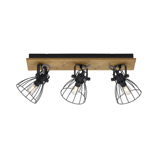 JUST LIGHT TARO Deckenleuchte E14 max. 10W 3-fach schwarz 15119-18