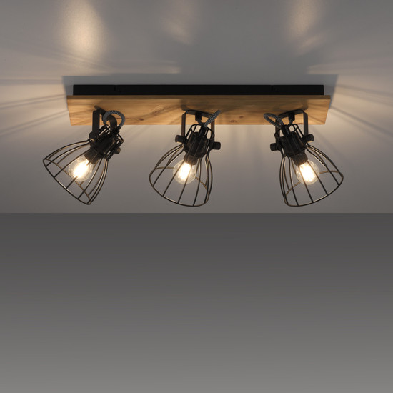 JUST LIGHT TARO Deckenleuchte E14 max. 10W 3-fach schwarz 15119-18