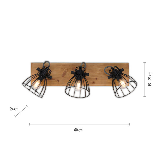JUST LIGHT TARO Deckenleuchte E14 max. 10W 3-fach schwarz 15119-18