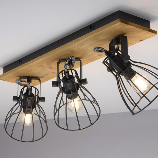 JUST LIGHT TARO Deckenleuchte E14 max. 10W 3-fach schwarz 15119-18