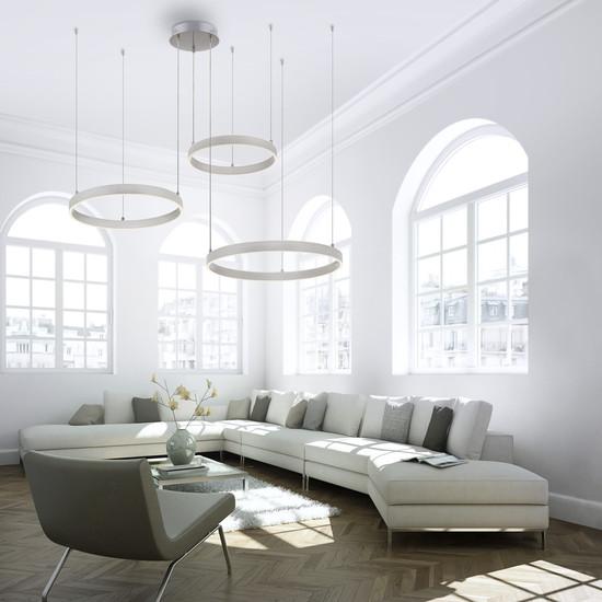 JUST LIGHT LILLUTI LED Pendelleuchte Warmweiss Dimmbar 52W 2-fach stahl 15156-55