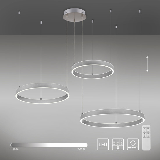 JUST LIGHT LILLUTI LED Pendelleuchte Warmweiss Dimmbar 52W 2-fach stahl 15156-55