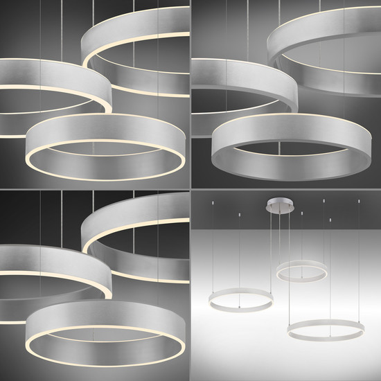 JUST LIGHT LILLUTI LED Pendelleuchte Warmweiss Dimmbar 52W 2-fach stahl 15156-55