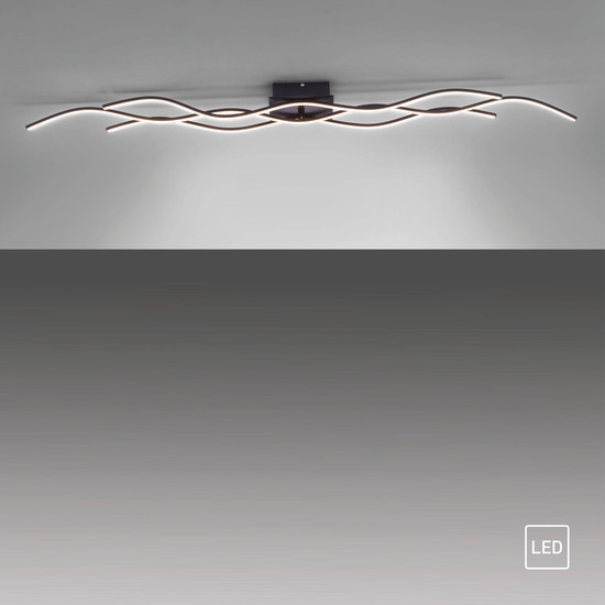 JUST LIGHT WAVE LED Deckenleuchte Warmweiss 29,5W 3-fach schwarz 15167-18