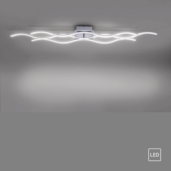 JUST LIGHT WAVE LED Deckenleuchte Warmweiss 29,5W 3-fach stahl 15167-55