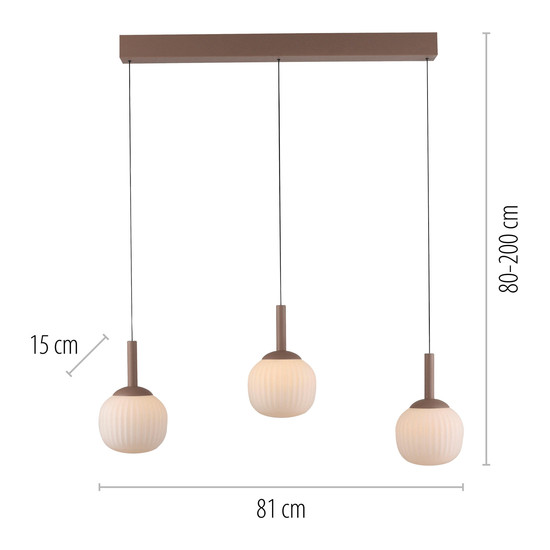 JUST LIGHT NAMI LED Pendelleuchte Warmweiss Dimmbar 15W 3-fach sand 15177-39