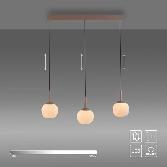JUST LIGHT NAMI LED Pendelleuchte Warmweiss Dimmbar 15W 3-fach sand 15177-39